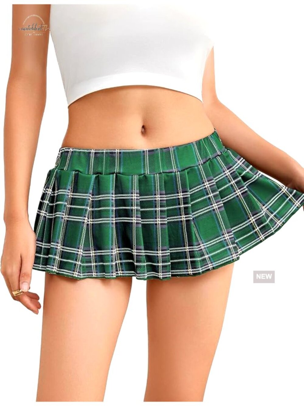 Pleated Mini Skirt with Elastic Waistband, Polyester Spandex, Y2K Style